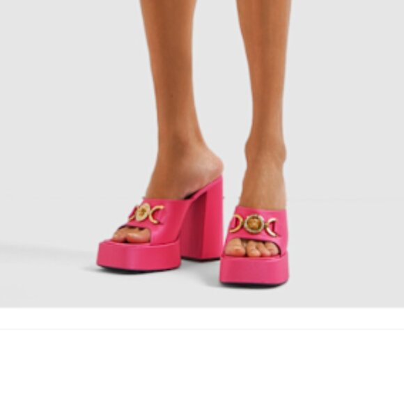 SOLD   Versace MEDUSA AEVITAS PLATFORM MULES Fuchsia size 9 - Picture 3 of 5